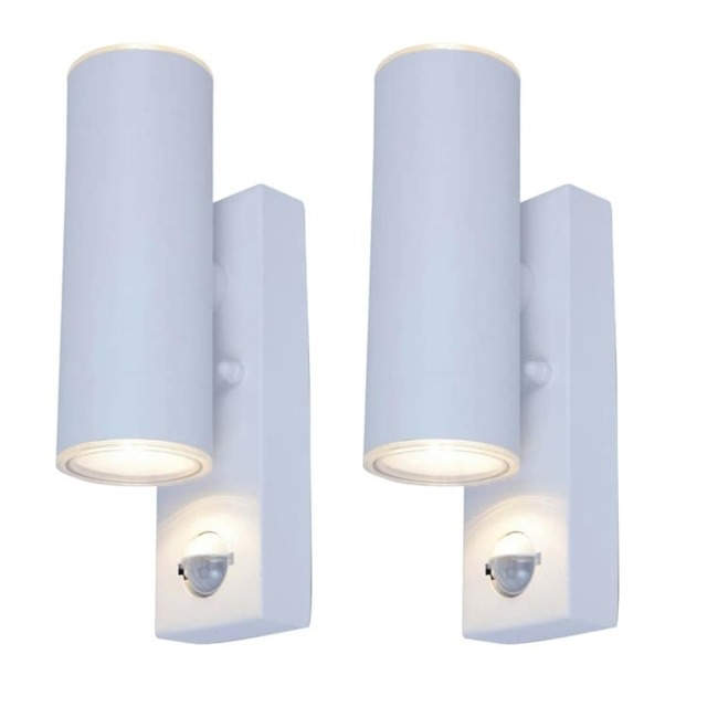 First Choice Lighting Set Of 2 Grange White Led Outdoor Up Down Motion ...