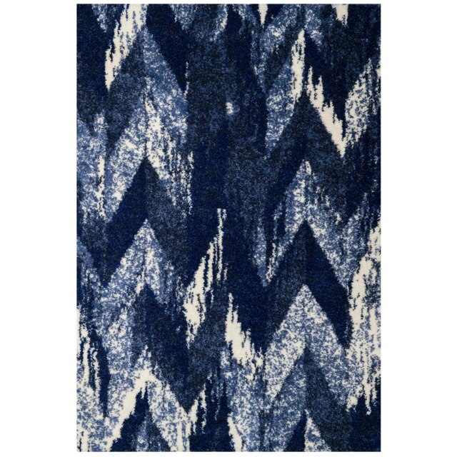 Kukoon blue striped chevron mottled shaggy area rug 120cm x 170cm blue ...
