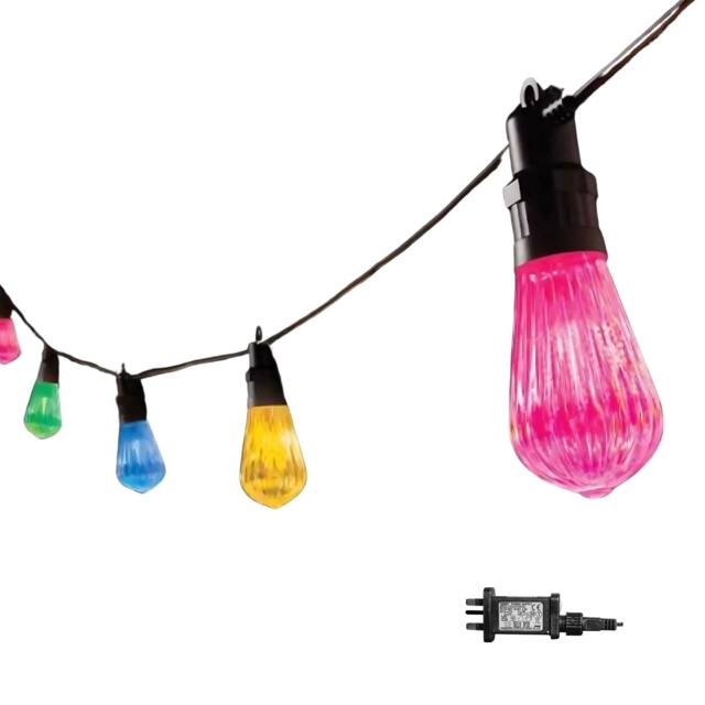 4.5m set of 10 connectable fluted festoon string lights with multi ...