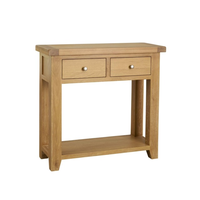 Melbourne 2 Storage Drawers Hallway Console Table Solid Wooden Oak Top ...