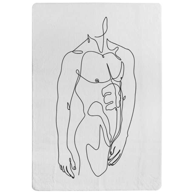 Body Rug Outline Line Art Of Male Body (Rug) White - M by Tesco - Marketplace | ufurnish.com
