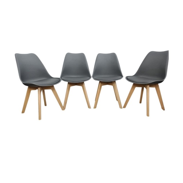 Dining chairs set of 4 grey kitchen tulip chairs wooden legs padded ...