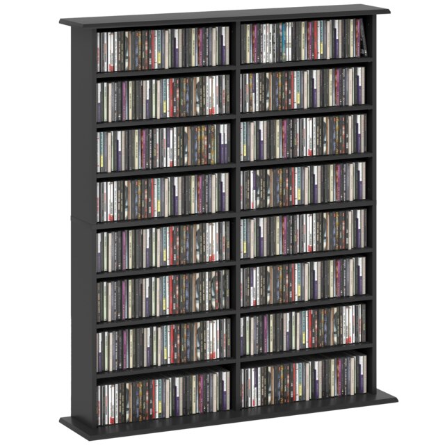 Homcom cd storage unit dvd tower blu-ray storage shelf for office ...