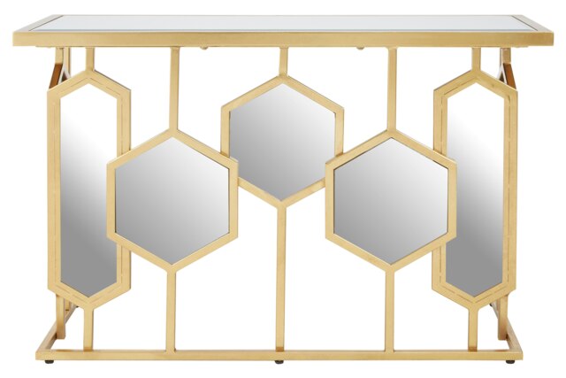 Interiors by Premier Geometric Design Console Table, Hexagonal Mirror ...