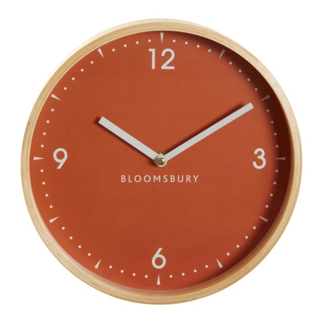 Interiors By Premier Sleek Orange Wood Small Numbers Wall Clock, Modern ...
