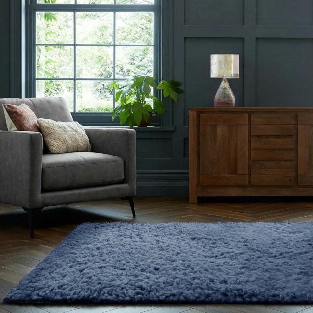 Home Republic Montana Fluffy Rug - 80 x 150 Blue Navy by Tesco ...
