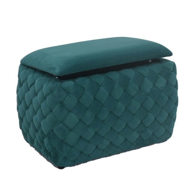 Image showcasing Plumeo Velvet Storage Ottoman - Dark Green by Tesco - Marketplace ...