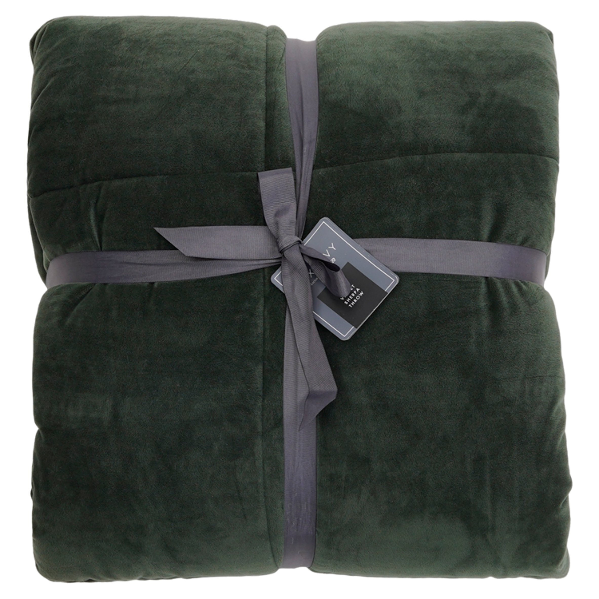 Fox & Ivy Velvet Sherpa Throw Forest Green by Tesco