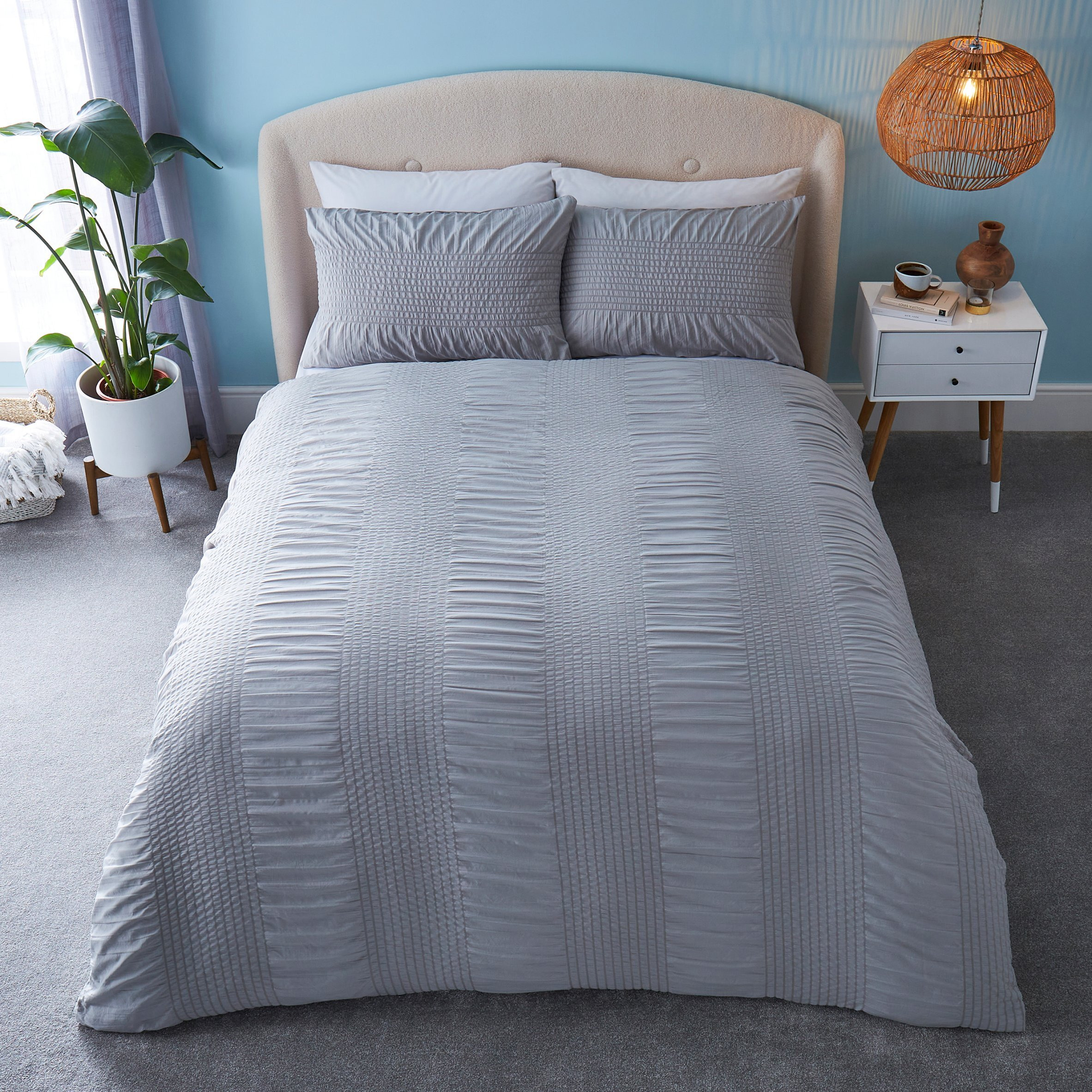 Set Copripiumino King Size Silentnight Alva - Policotone 60/40, 230x220 Cm + 2 Federe, Colore Denim