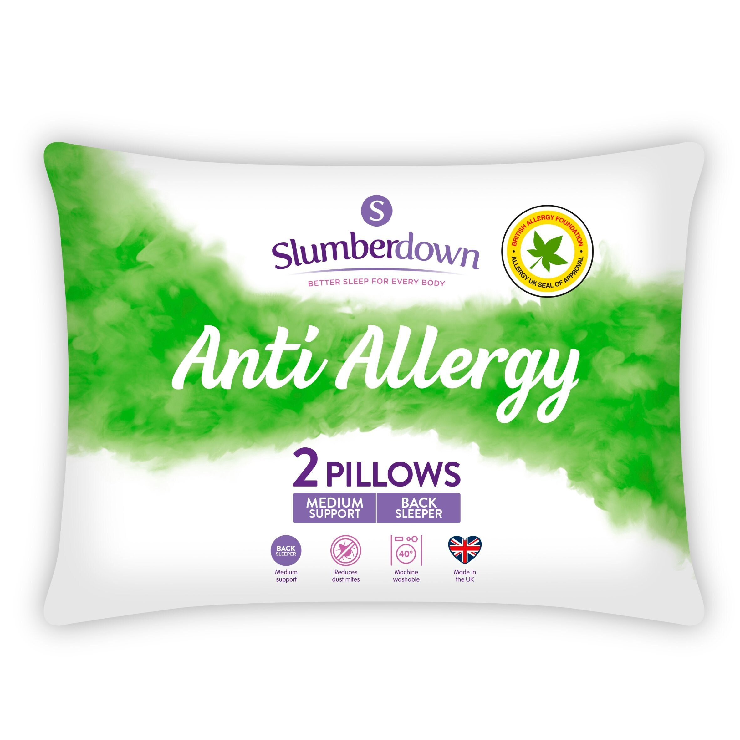 Slumberdown AntiAllergy Pillow 2 Pack by Tesco