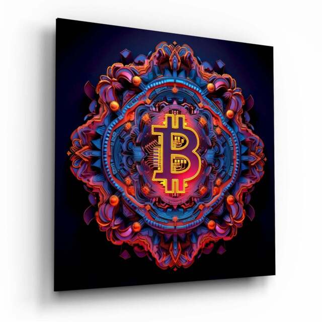 Bitcoin Glass Wall Art - - That Home Shop by That Home Shop | ufurnish.com