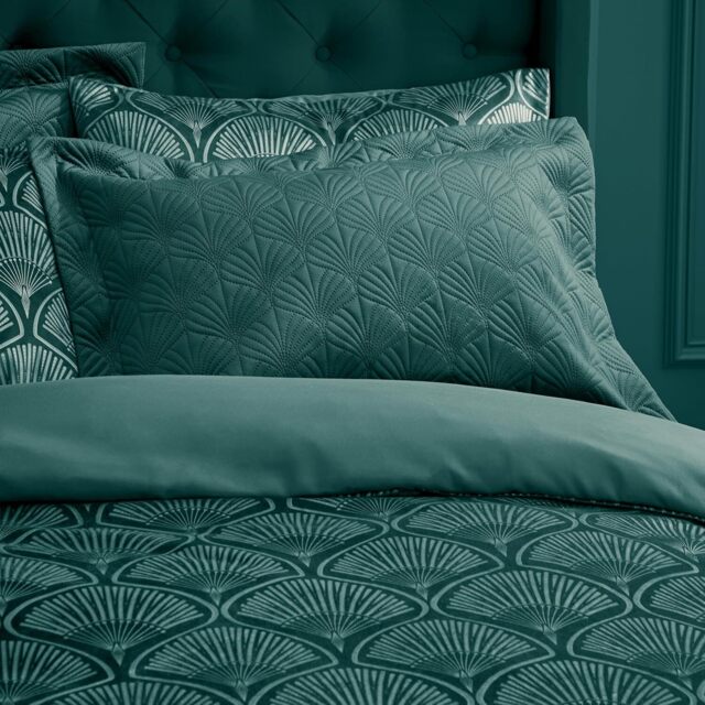 Catherine Lansfield Art Deco Pearl Pillowsham Pair In Navy