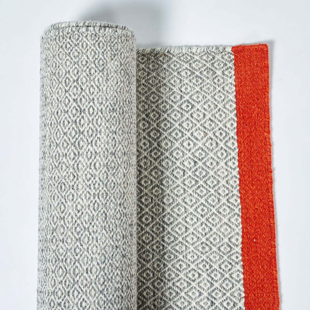 Mini Diamond Kilim Rug Ivory & Firecracker 200 x 300cm by The