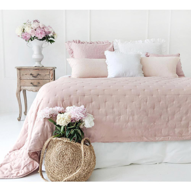 Peachskin Quilted Bedspread in Petal Pink Award Winning Super Soft