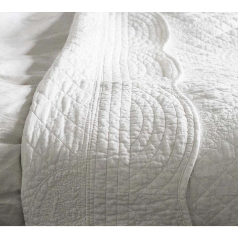 Colette Bouquet White Cotton Quilted Bedspread by French Bedroom