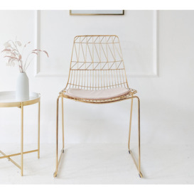 Angling for Gold Chair - Contemporary Geometric Design Gold Metal Office Chair with Seat Pad