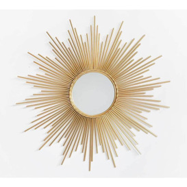 Sunburst Gold Mirror - Round Bedroom Wall Mirror Framed with Bursting Gold Spikes