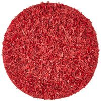 Dallas Leather Shaggy Round Rug - Red by The Range | ufurnish.com