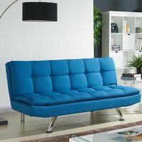 Kingdom 3 Seater Sofa Bed Tufted Padded Fabric - Blue by The Range ...