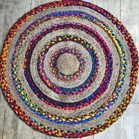 Round Circle Rag Jute And Multi Chindi Braided Rug, 90cm by The Range ...