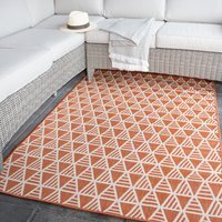 Rust Orange Geometric Flatweave Indoor Outdoor Rug - Rust / 170 x 120cm ...
