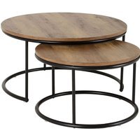 Quebec Round coffee table Set - Medium Oak Effect/Black by The Range ...