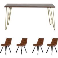 Dallas Rectangular Dark Mango Wooden Dining Table Set With 4 Chairs ...