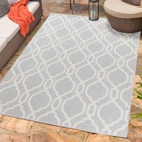 Modern Quatrefoil Design Outdoor-Indoor Waterproof Rugs - Silver ...