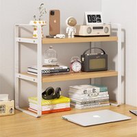 2 Tier Desktop Shelf Bookcase Stoarge Rack - Brown by The Range ...