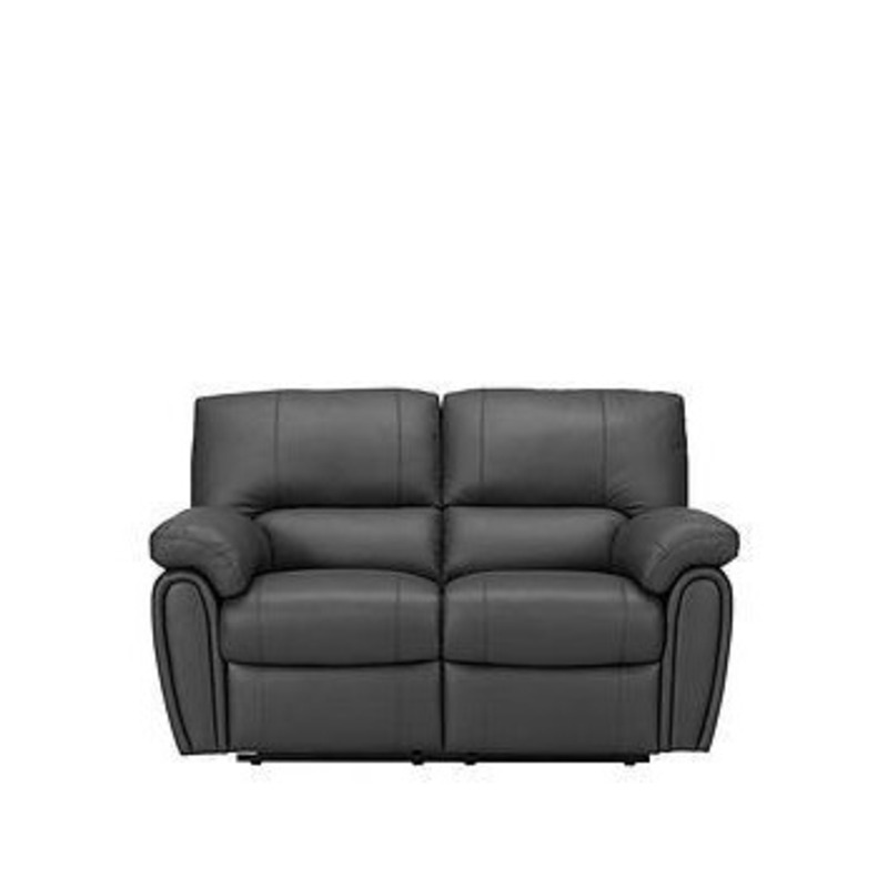 Leighton Leather 2 Seater Power Recliner Sofa Black by Very