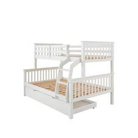 Novara Detachable Trio Bunk Bed with Mattress Options (Buy &amp SAVE!) &ndash White - Excludes Trundle - Bed Frame Only, White