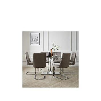 Very Home Alice 160 Cm Rectangle Glass And Chrome Dining Table + 6 ...