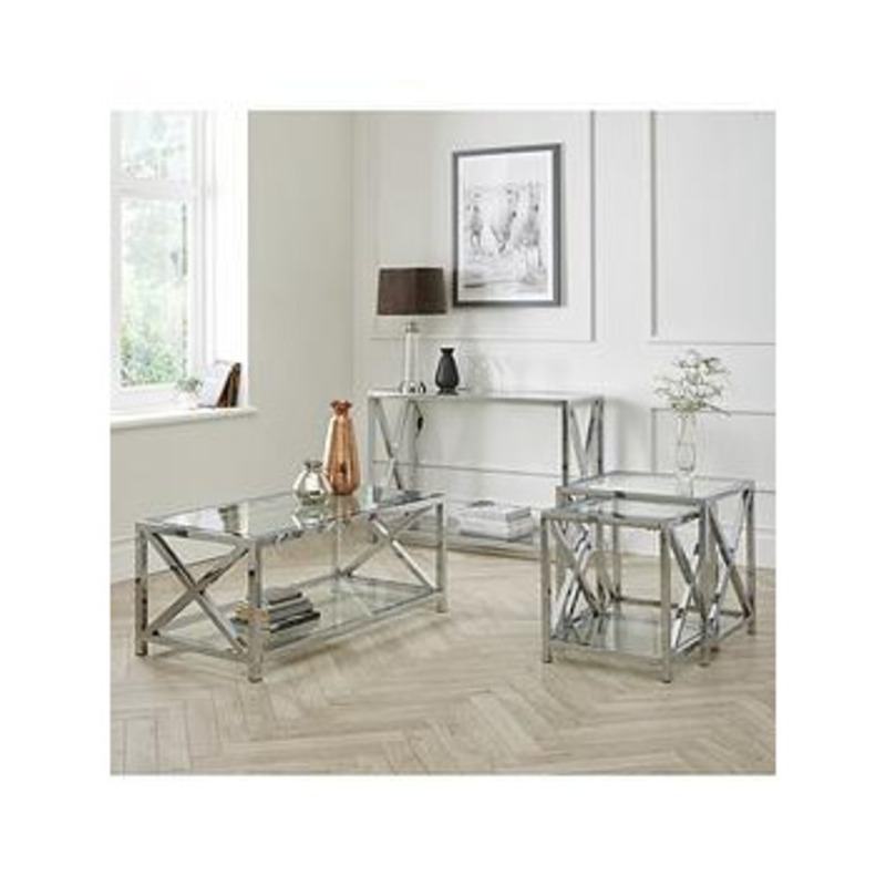 Very Home Christie Glass And Chrome Nest Of 2 Tables by Very