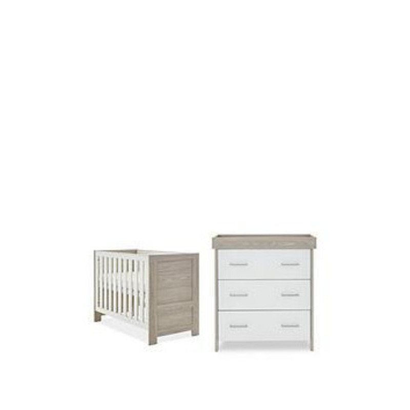 Obaby Nika Mini Cot Bed & Changing unit, Grey/White by Very