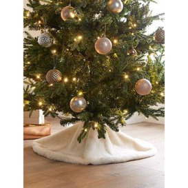 Festive 90 Cm White Faux Fur Christmas Tree Skirt