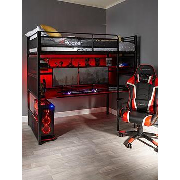 X Rocker Battlestation High Sleeper Bed and Desk, Black by Very ...