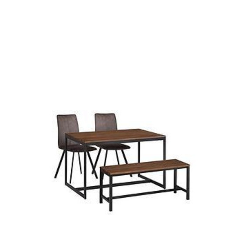 Julian Bowen Tribeca 120 Cm Dining Table, Bench + 2 Monroe Chairs