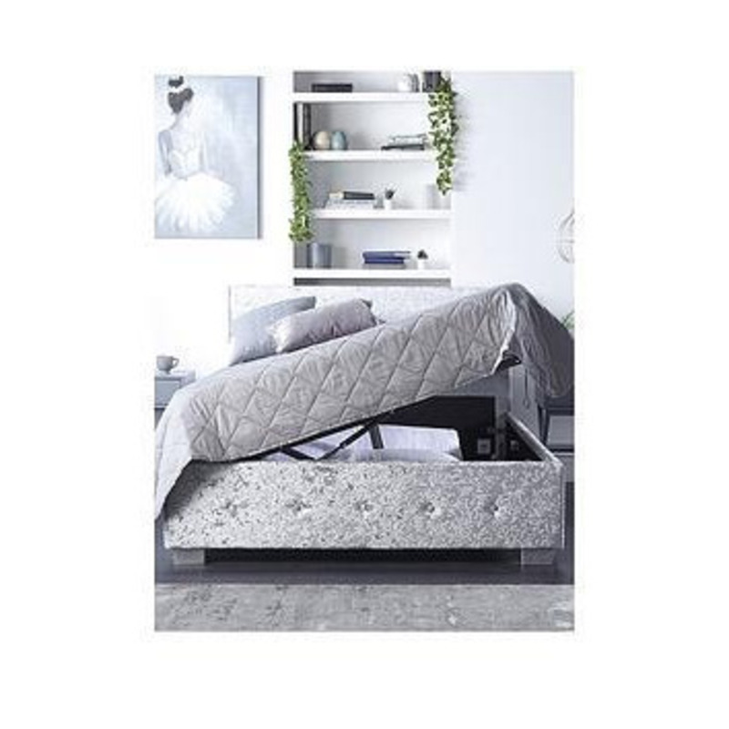 Aspire Crushed Velvet Side Opening Ottoman Storage Bed Bed by Very