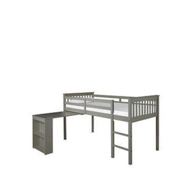 Novara Mid Sleeper with Pull Out Desk - Grey - Bed Frame With Standard Mattress, Grey