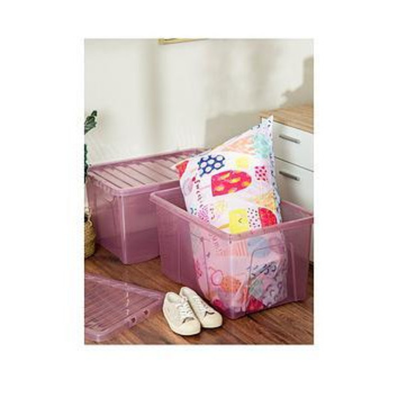 Wham Set Of 2 Pink Crystal 60Litre Plastic Storage Boxes by Very