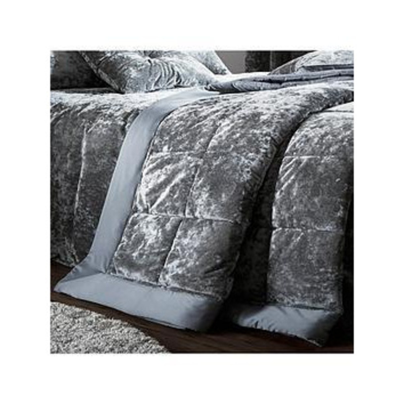Catherine Lansfield Crushed Velvet Bedspread Throw Grey by Very