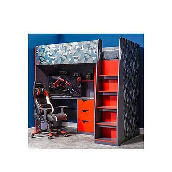 X Rocker Hideout - Gaming High Sleeper Bed with Desk, Wardrobe and ...