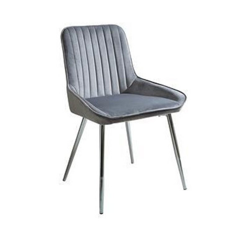 Pair Of Alisha Standard Chrome Legged Dining Chairs Grey/Chrome by