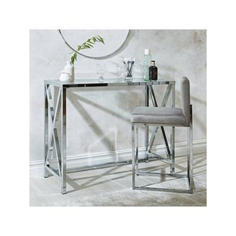 Christie Glass Top Bar Table Chrome by Very