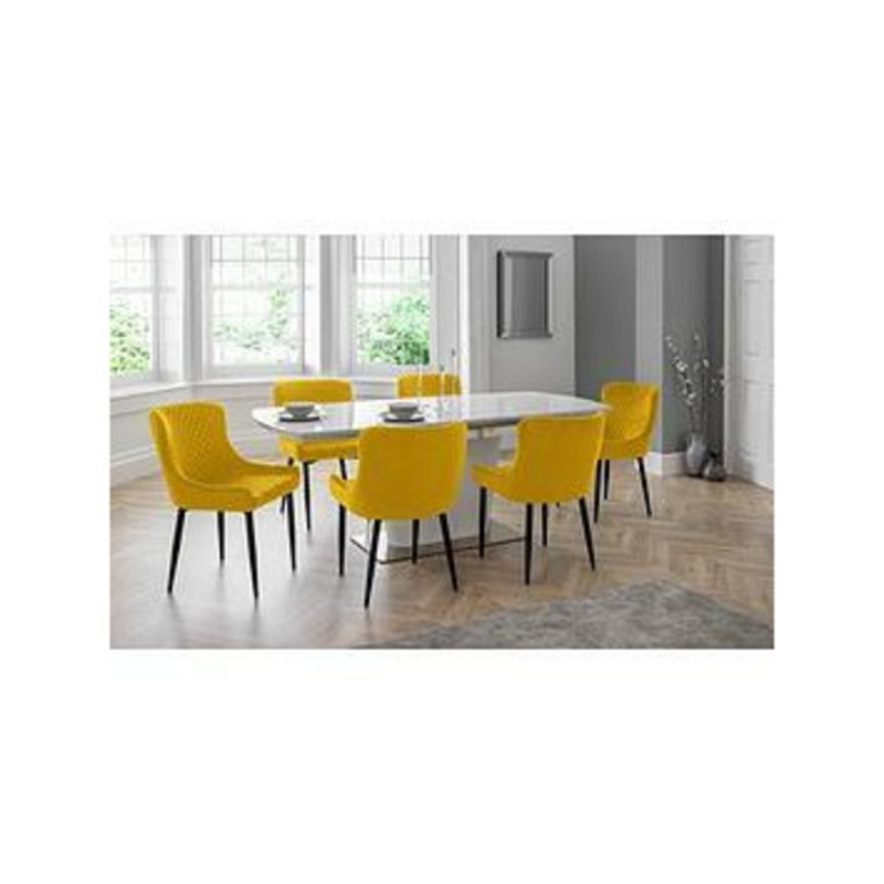 Julian Bowen Como 160200 Cm Dining Table + 6 Luxe Chairs White
