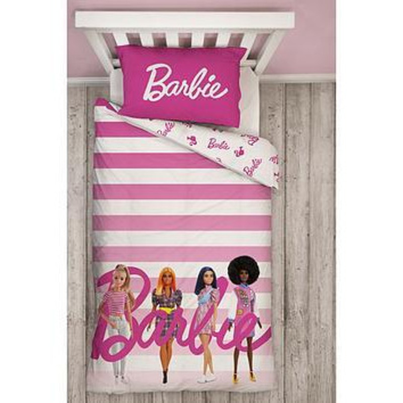 Barbie Sweet Single Panel Duvet Cover Set Pink, Pink by Very