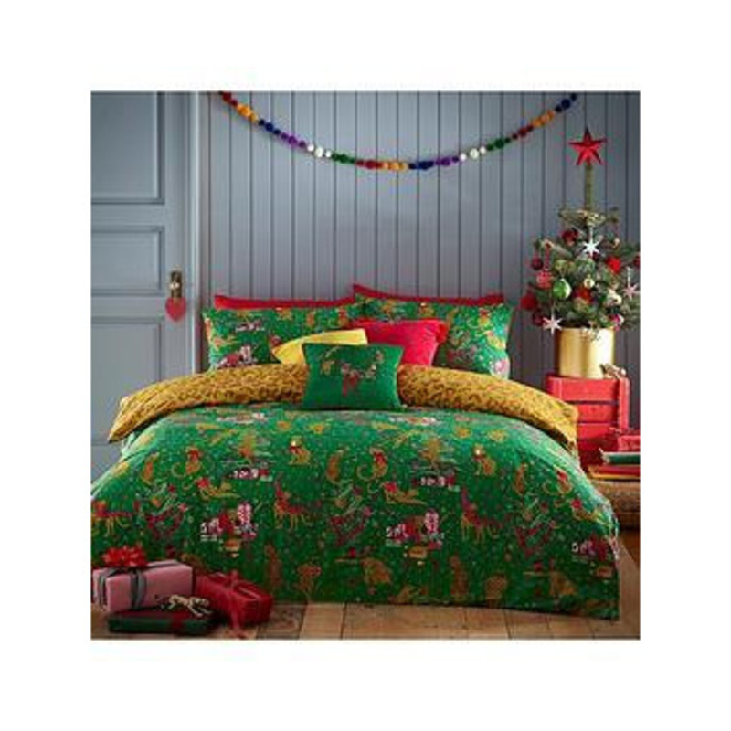 Furn Purrfect Christmas Duvet Cover Set Green by Very