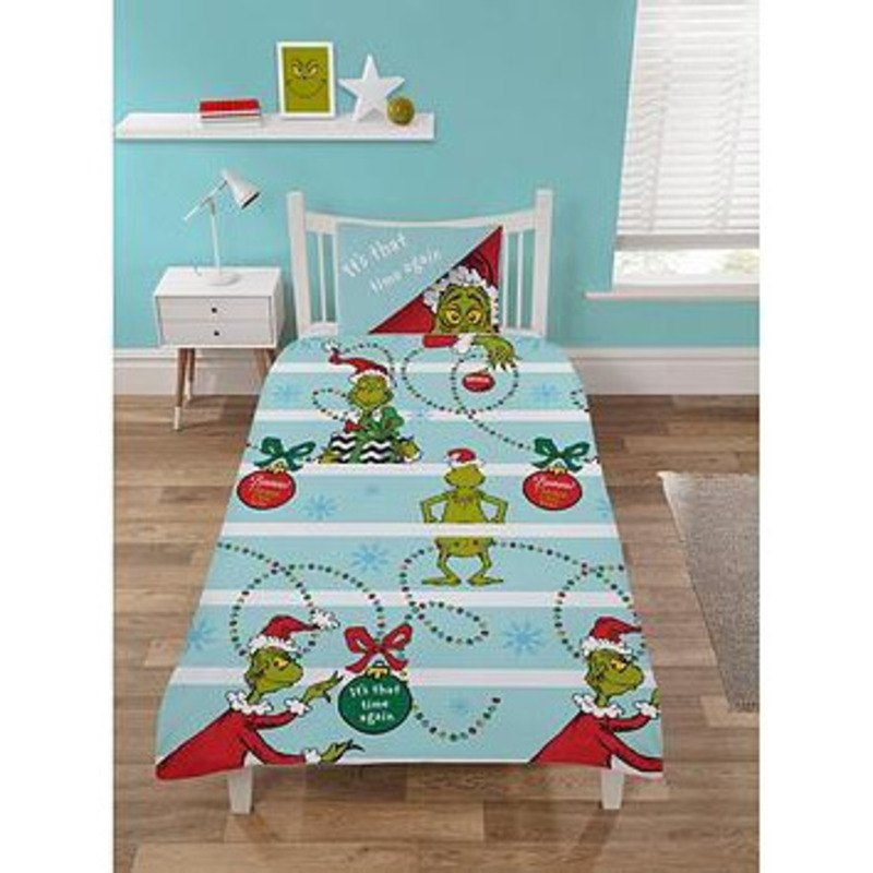 The Grinch Its That Time Again Christmas Single Duvet Cover Set Multi