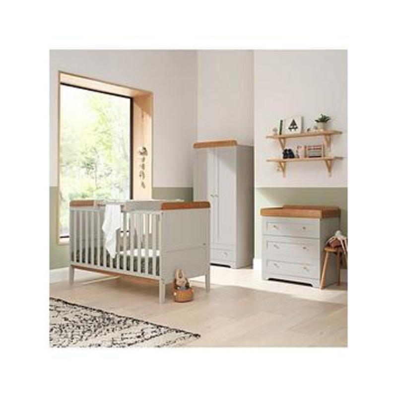Tutti Bambini Rio 5 Piece Furniture Set Dove Grey/Oak (Cot Bed, Cot