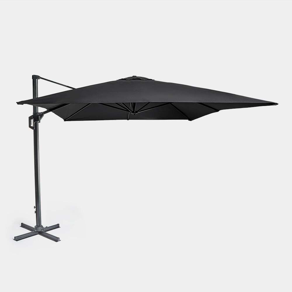 3m x 4m Premium Black Cantilever Overhanging Parasol by VonHaus
